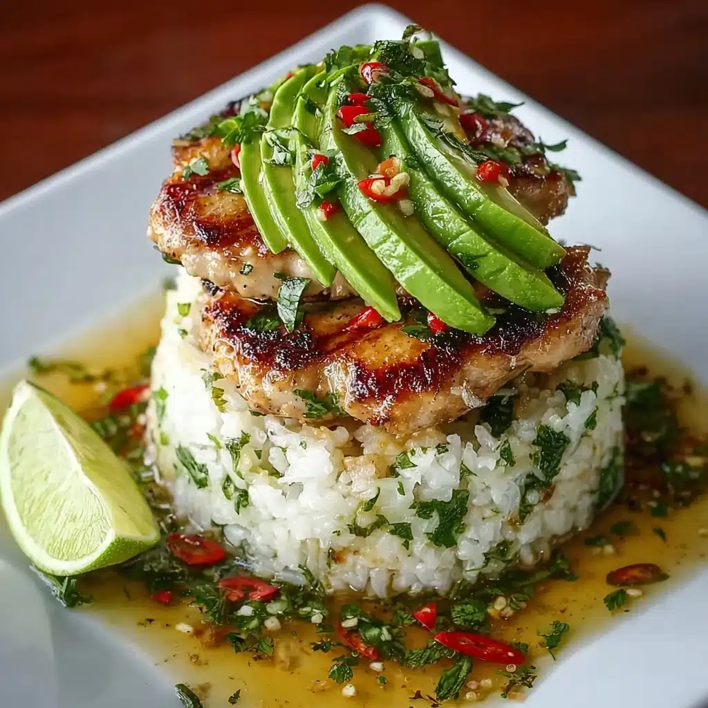 Honey Lime Chicken & Avocado Rice Stack Recipe - Recipe Image