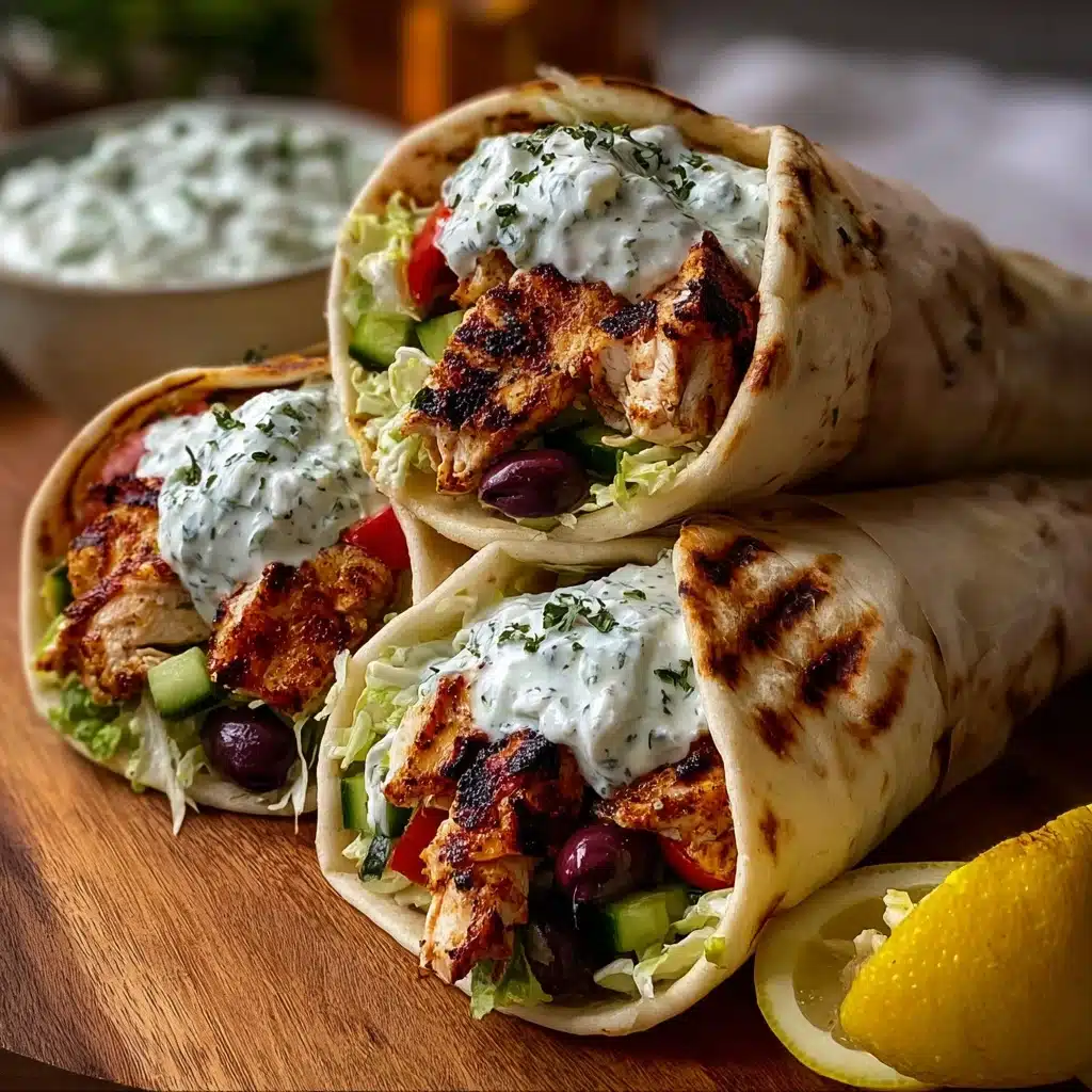 Mediterranean Chicken Gyros with Creamy Feta Tzatziki Recipe - Recipe Image