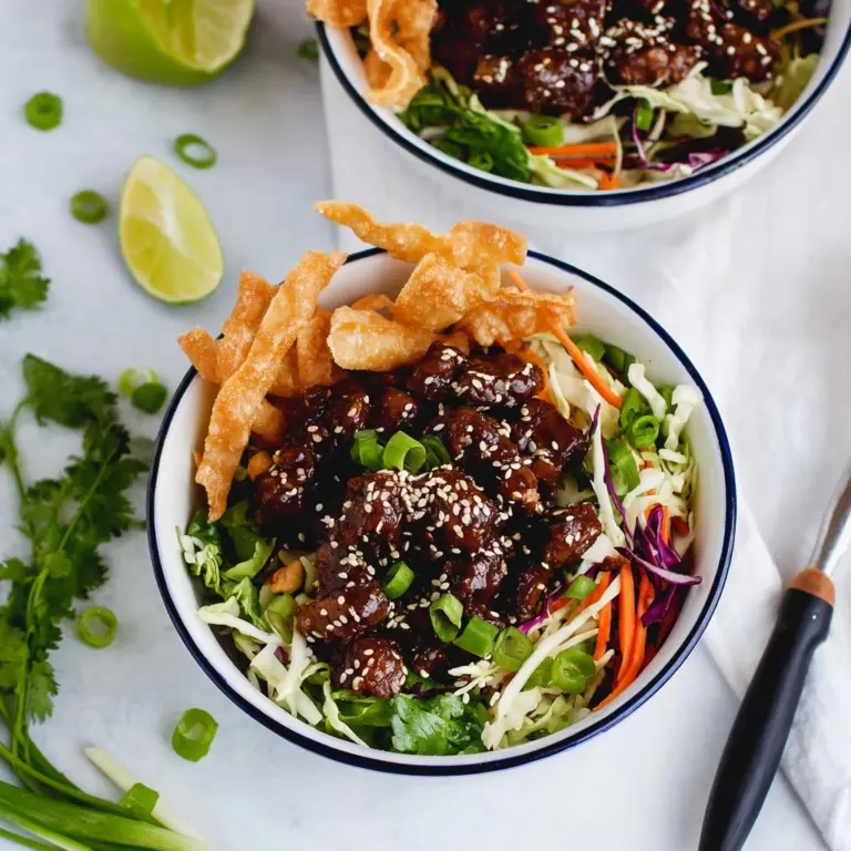 Teriyaki Chicken Wonton Taco Bowls Recipe