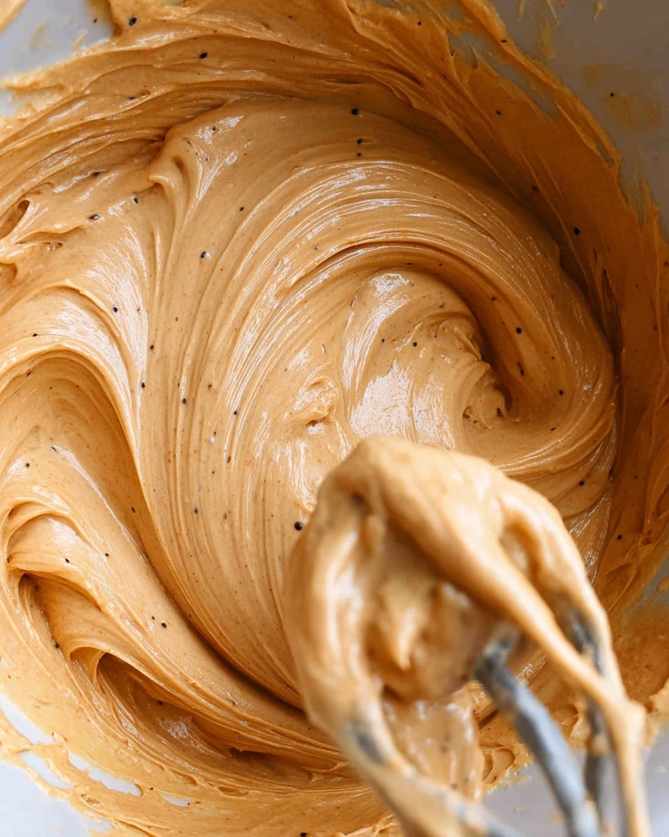 The image shows a close-up view of thick, creamy peanut butter inside a clear glass bowl. The peanut butter has a smooth texture with some small air pockets and slight swirls from stirring, displaying a rich light brown color with hints of golden tones. The bowl is partially visible with a clear handle on one side, and the background is a white marbled surface. photo taken with an iphone --ar 4:5 --v 7