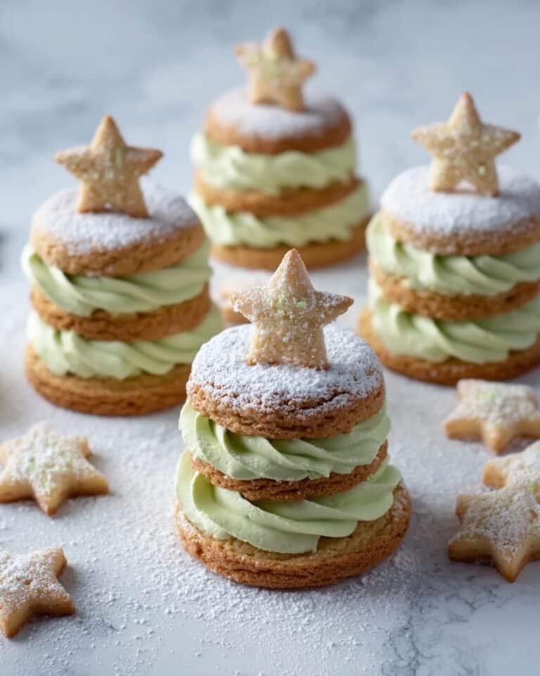 Tree Cream Puffs with Pistachio Whipped Cream and Shortbread Stars Recipe