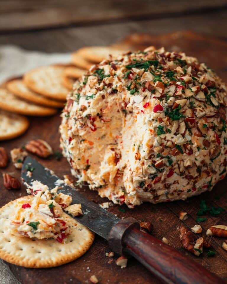 Cheddar Blue Cheese Bacon Pecan Cheese Ball Recipe