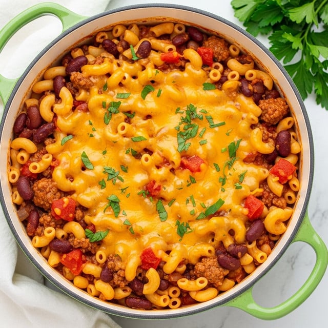 Chili Mac with Cheddar Cheese Recipe