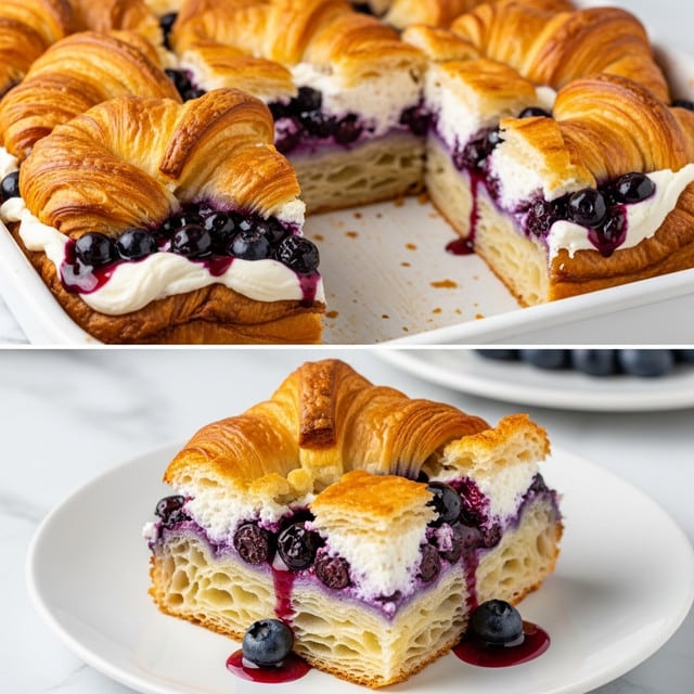 Blueberry Cream Cheese Croissant Casserole Recipe