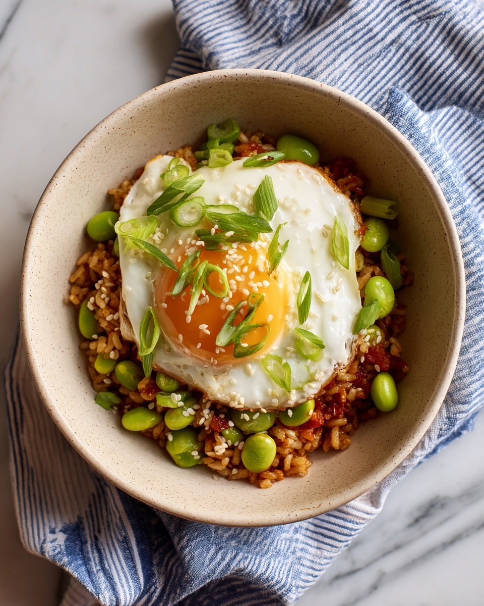 A close-up of a baking tray filled with a roughly even layer of small, chopped ingredients mixed together, featuring light brown and orange pieces of cooked cauliflower rice mixed with bright green edamame beans and small chunks of slightly translucent onions and other vegetables. The mixture appears moist and glistening with seasoning, spread thinly across the tray, with the tray placed on a white marbled surface. photo taken with an iphone --ar 4:5 --v 7