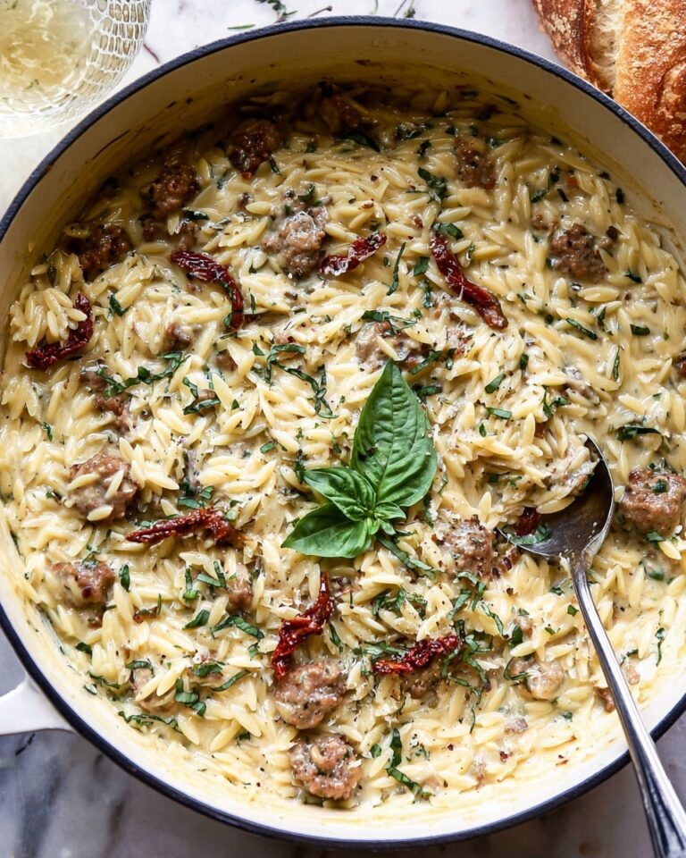 One Pot Creamy Sun-Dried Tomato Orzo Recipe