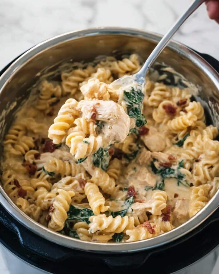 Instant Pot Chicken Pasta with Ranch, Bacon, and Spinach Recipe