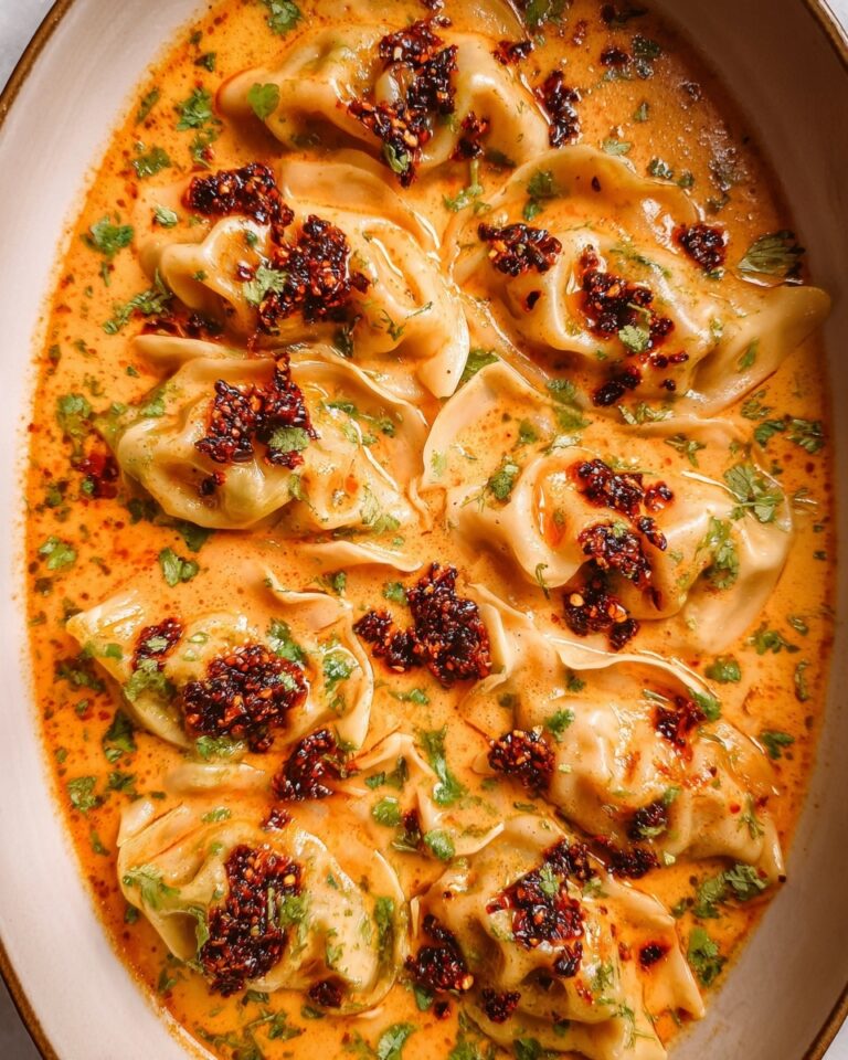 One Pan Baked Dumplings with Red Curry Coconut Sauce Recipe