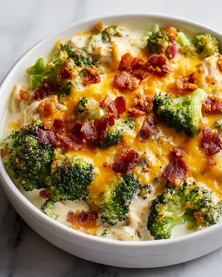 Creamy Low Carb Chicken Casserole with Broccoli and Bacon Recipe