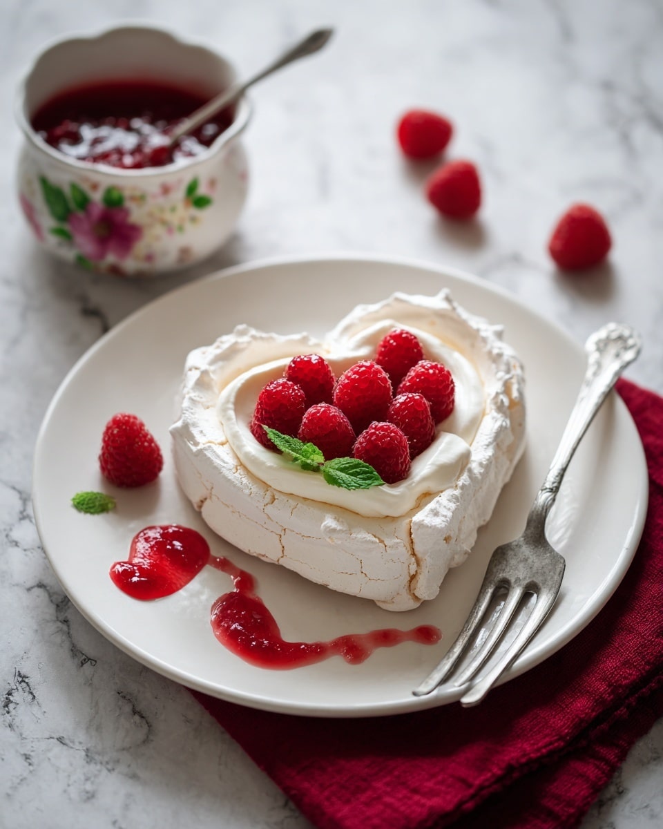 A white bowl filled with a dessert made of crushed white and light brown meringue pieces layered at the bottom, topped with bright red sliced strawberries and a dollop of white whipped cream with a soft, smooth texture. Fresh green mint leaves are scattered on top, adding a touch of color contrast. On the side of the bowl, a whole light brown meringue with a pointed swirl shape sits neatly. The bowl rests on a white marbled surface with scattered small pink dried flower petals around it. In the background, more bowls with similar desserts and a few whole strawberries are blurred. A silver spoon lies beside the main bowl. photo taken with an iphone --ar 4:5 --v 7