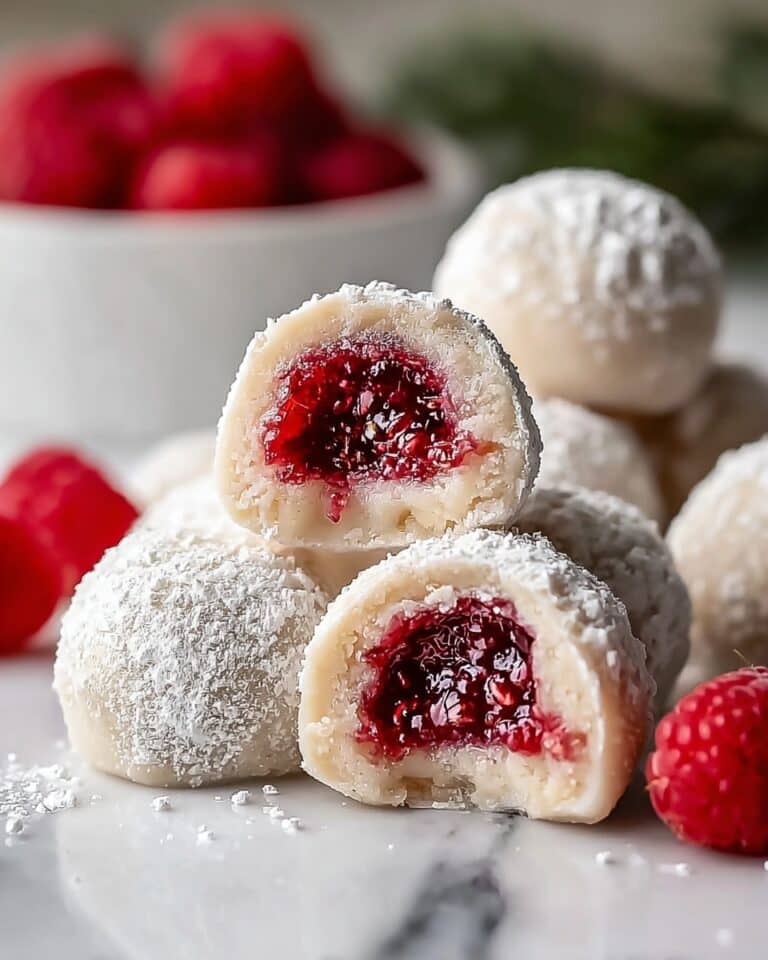 Raspberry Almond Snowball Cookies Recipe