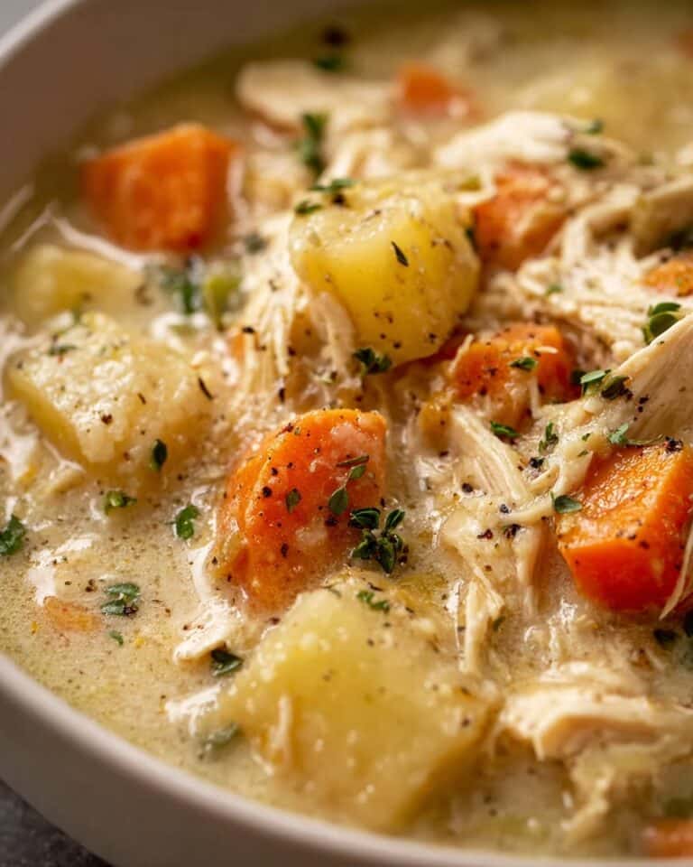 High Protein Chicken Pot Pie Soup Recipe